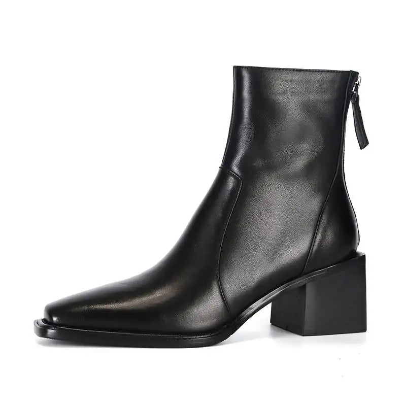 Bota Feminina De Cano Curto Design Quadrado Moda Inverno