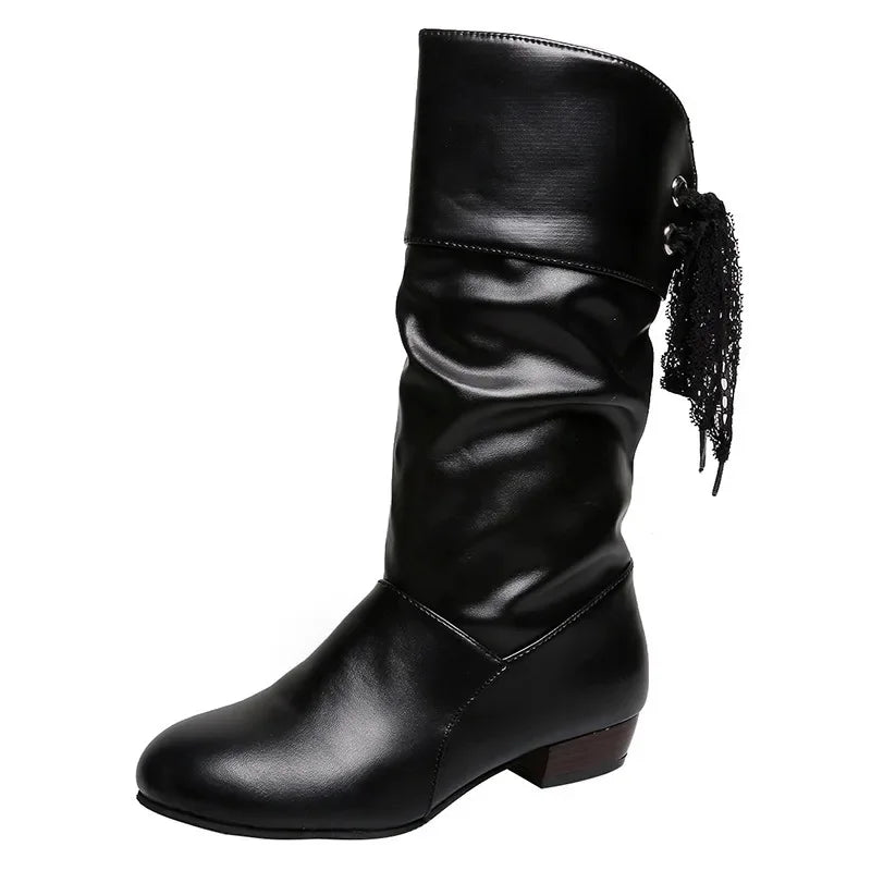 Bota Feminina Sem Salto De cano Médio Moda Casual