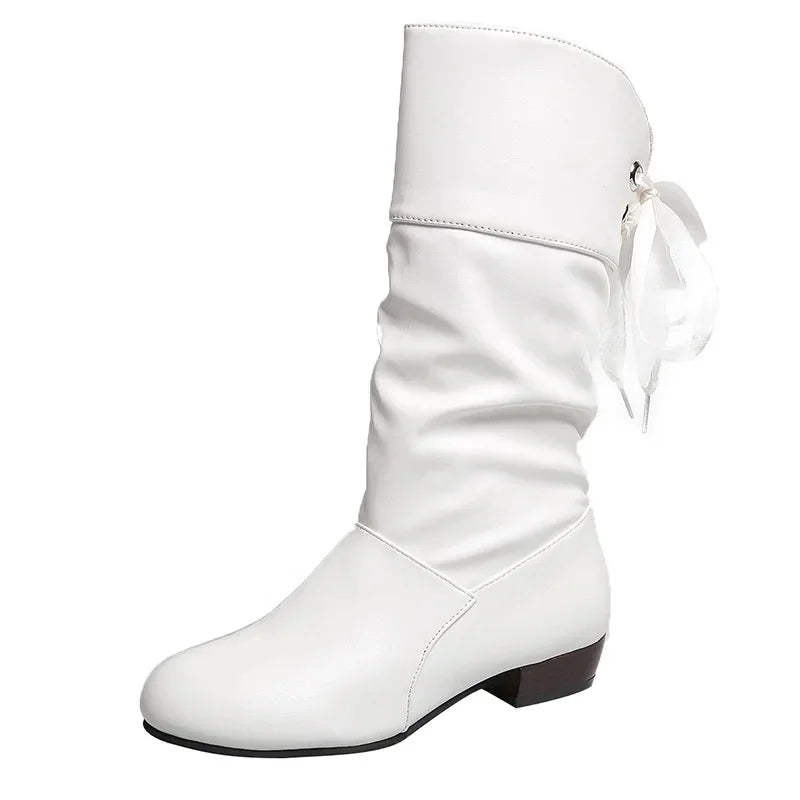 Bota Feminina Sem Salto De cano Médio Moda Casual