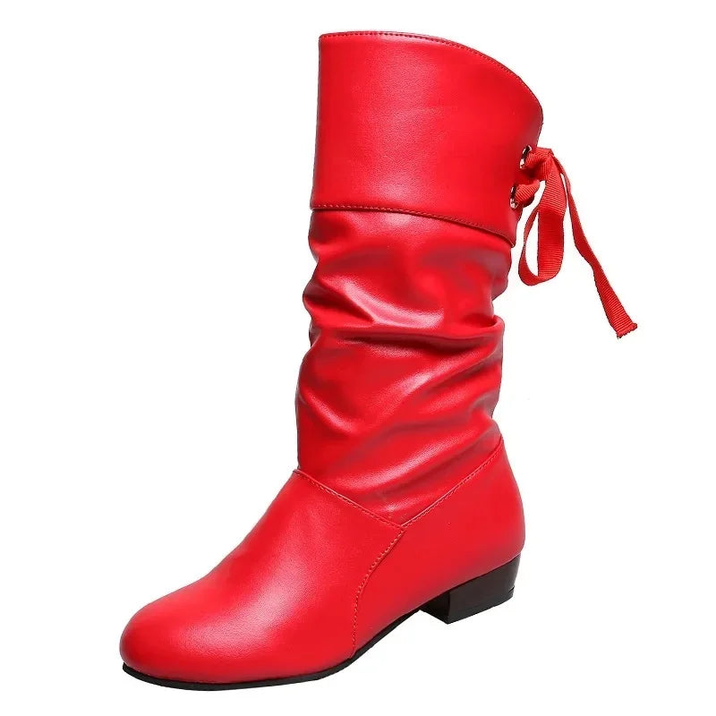 Bota Feminina Sem Salto De cano Médio Moda Casual