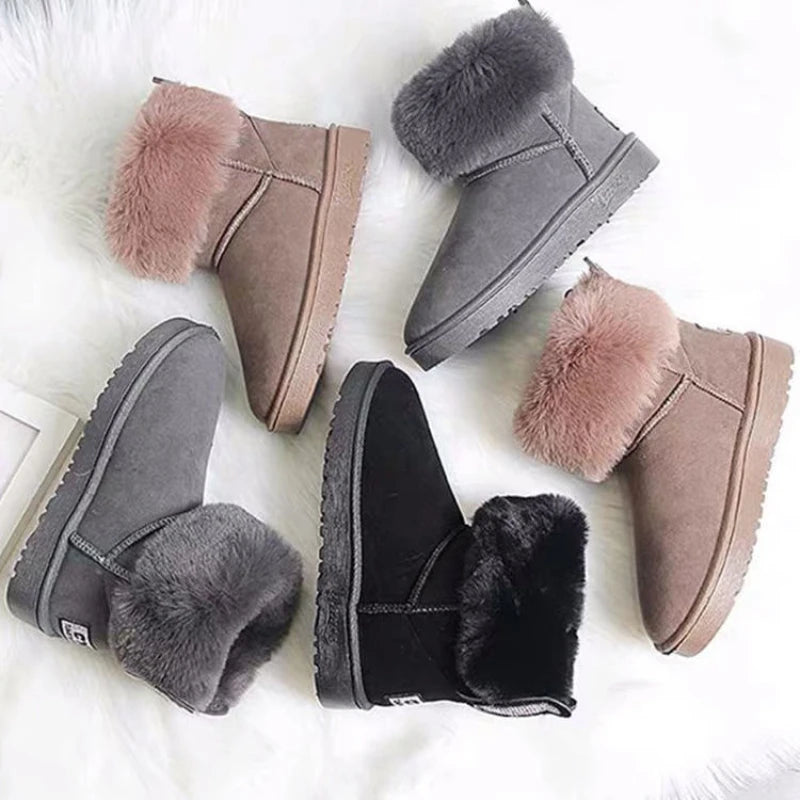 Bota Feminina Com Orelhas De Pelúcia Moda Inverno
