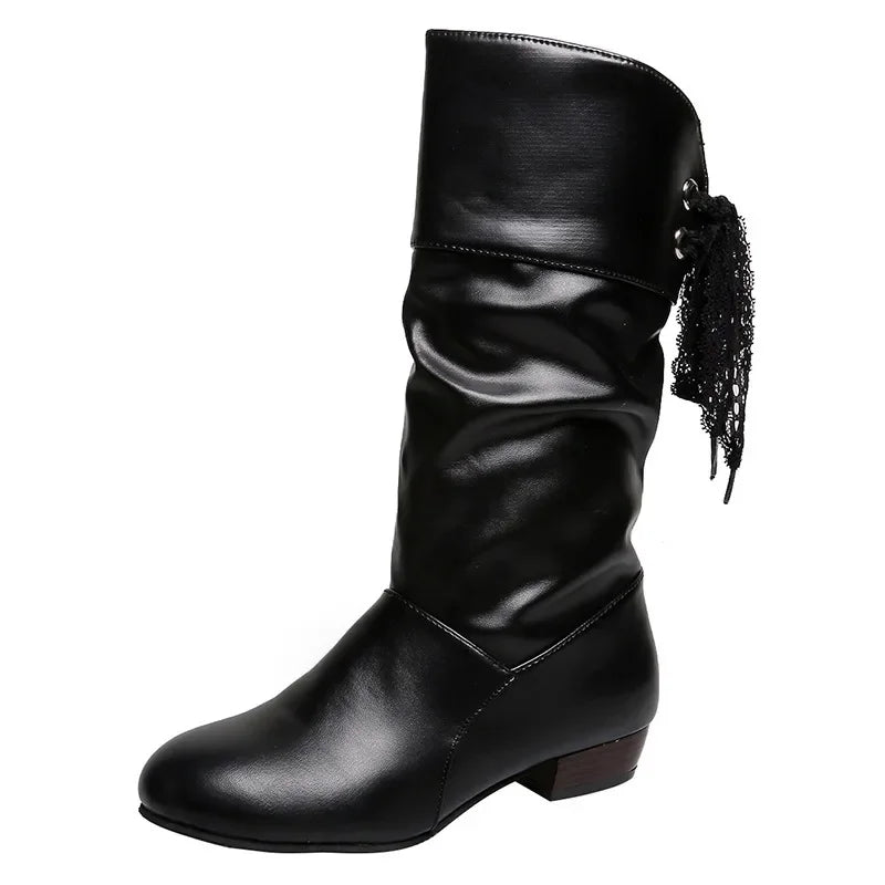 Bota Feminina Sem Salto De cano Médio Moda Casual
