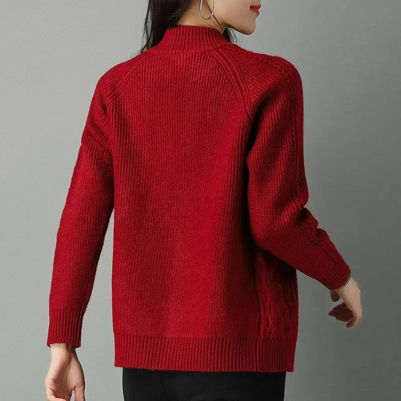 Casaco Feminino Estilo Cardigã De Malha Com Zíper