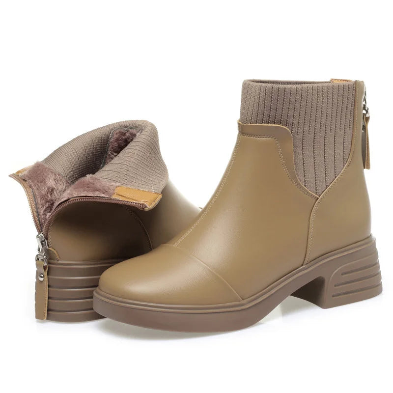 Bota Feminina De Cano Médio E Malha Salto Baixo