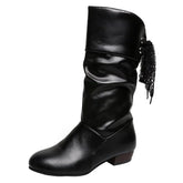 Bota Feminina Sem Salto De cano Médio Moda Casual