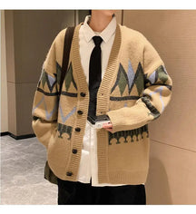 Casaco Masculino Estampado Gola V Material Confortável