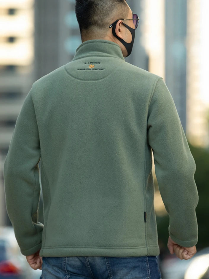Jaqueta Masculina De Lã Com Zíper E Bolsos Moda Inverno