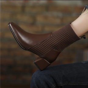 Bota feminina Para Inverno Design Meias Canelada Tendência