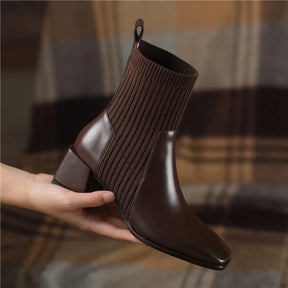 Bota feminina Para Inverno Design Meias Canelada Tendência