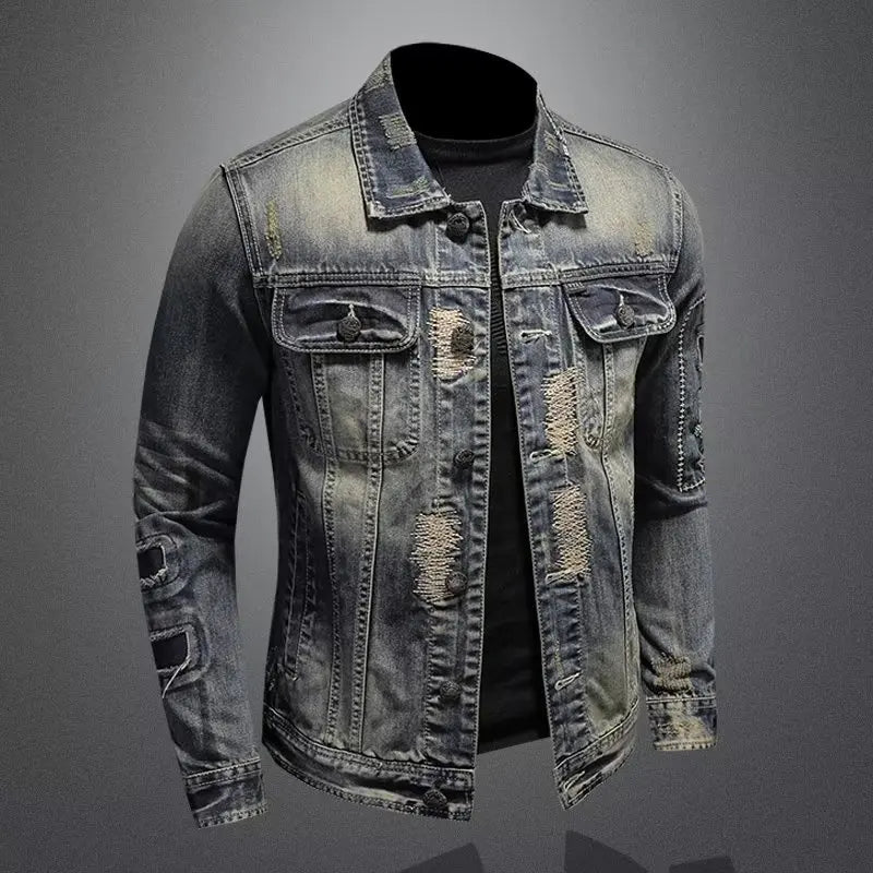 Jaqueta Jeans Masculina Lavagem Vintage Moda Casual