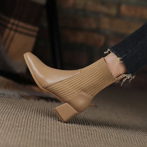 Bota feminina Para Inverno Design Meias Canelada Tendência