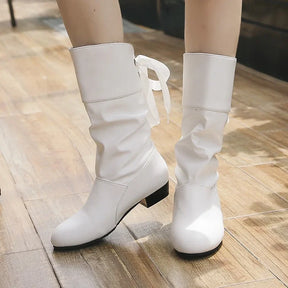 Bota Feminina Sem Salto De cano Médio Moda Casual