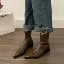 Bota Feminina Bico Fino Salto Médio Moda Casual Elegante