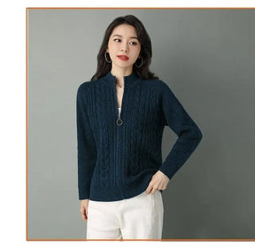 Casaco Feminino Estilo Cardigã De Malha Com Zíper