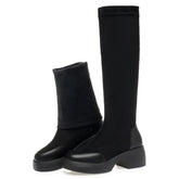 Bota Feminina Versátil De Cano Médio Moda Inverno