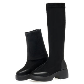 Bota Feminina Versátil De Cano Médio Moda Inverno