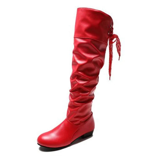 Bota Feminina Confortável Sem Salto Cano Longo Moda Inverno