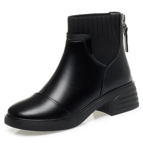 Bota Feminina De Cano Médio E Malha Salto Baixo