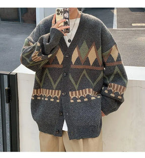 Casaco Masculino Estampado Gola V Material Confortável