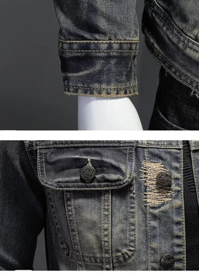 Jaqueta Jeans Masculina Lavagem Vintage Moda Casual
