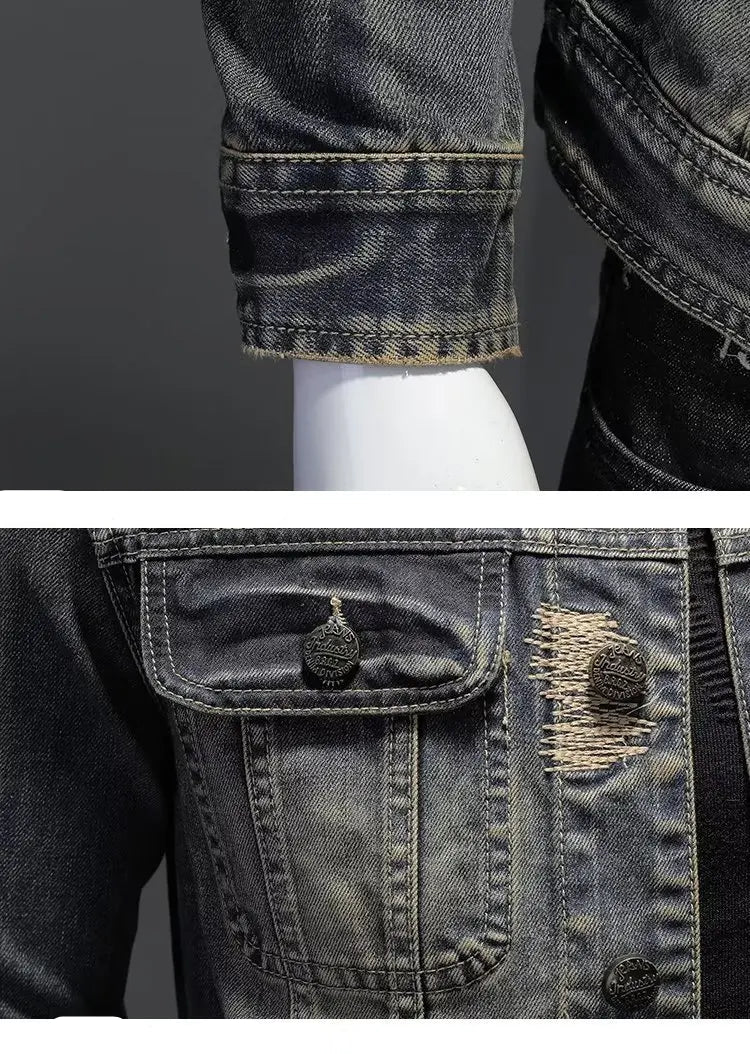 Jaqueta Jeans Masculina Lavagem Vintage Moda Casual