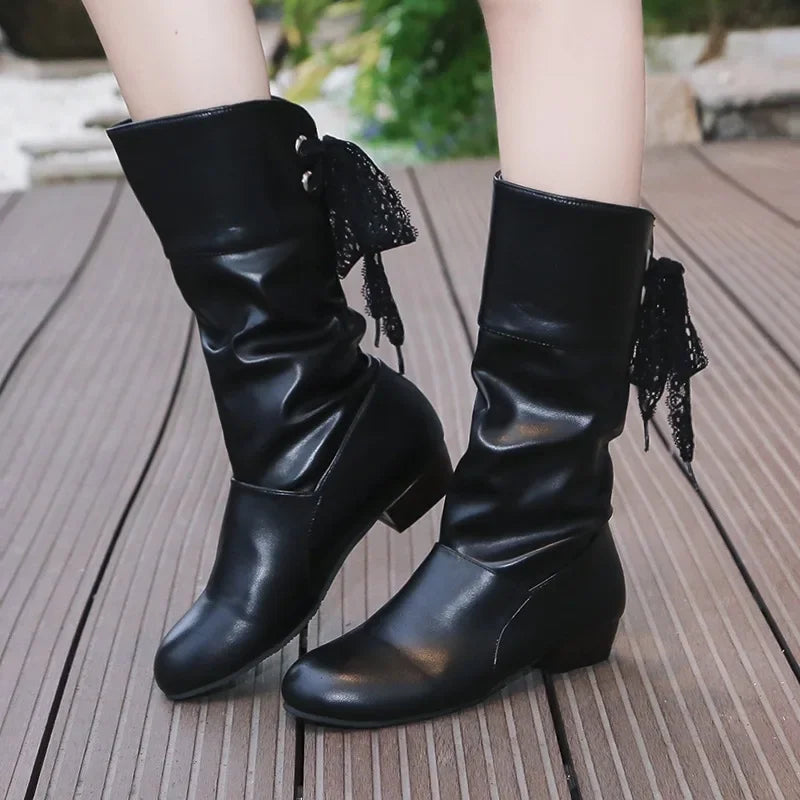 Bota Feminina Sem Salto De cano Médio Moda Casual