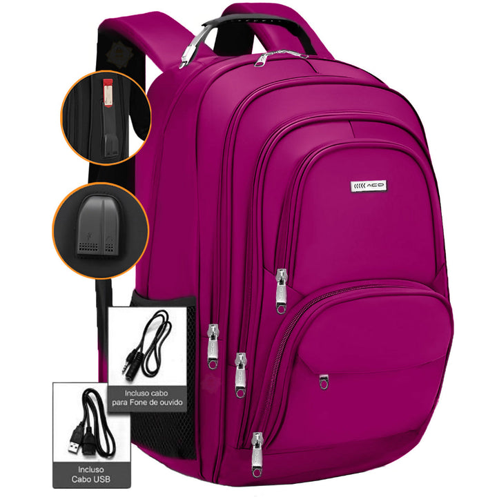 Mochila Feminina Alto Padrão Resistente Acompanha Cabos
