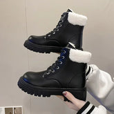 Bota Feminina Estilo Coturno Com Forro E Cadarço Moda Inverno