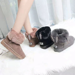 Bota Feminina Com Orelhas De Pelúcia Moda Inverno