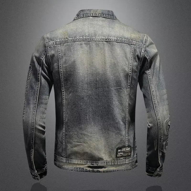 Jaqueta Jeans Masculina Lavagem Vintage Moda Casual