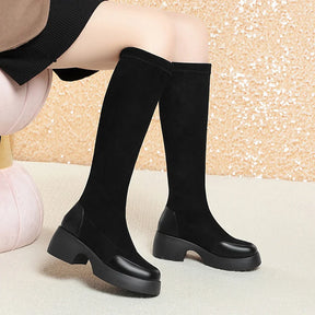 Bota Feminina Versátil De Cano Médio Moda Inverno