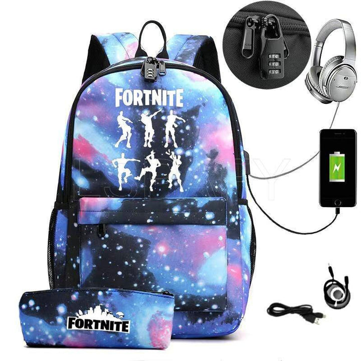 Mochila Infantil Senha Fortnite Dancinhas + Estojo de BRINDE