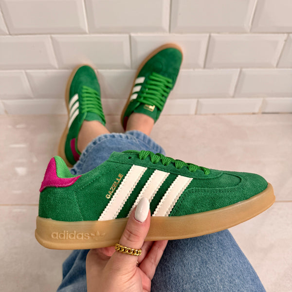 Tênis Adidas Gazelle Verde Pink Couro Legítimo 2.0